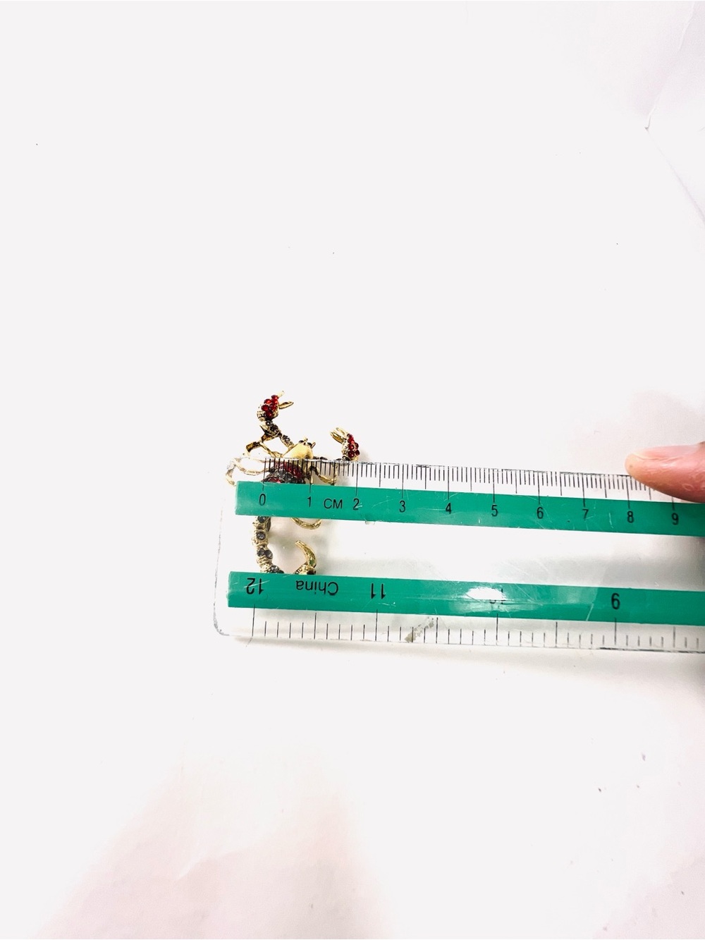 Gold Scorpion Brooch with Red and Black Rhinestones - Picture 6 of 8